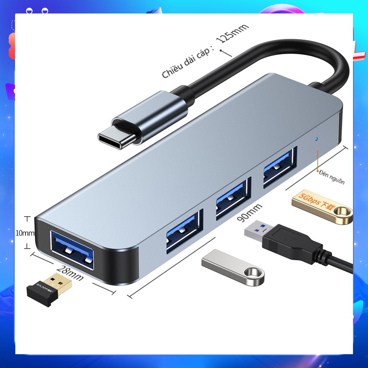 Hub chuyển đổi mở rộng đa năng USB Typec sang USB 3.0