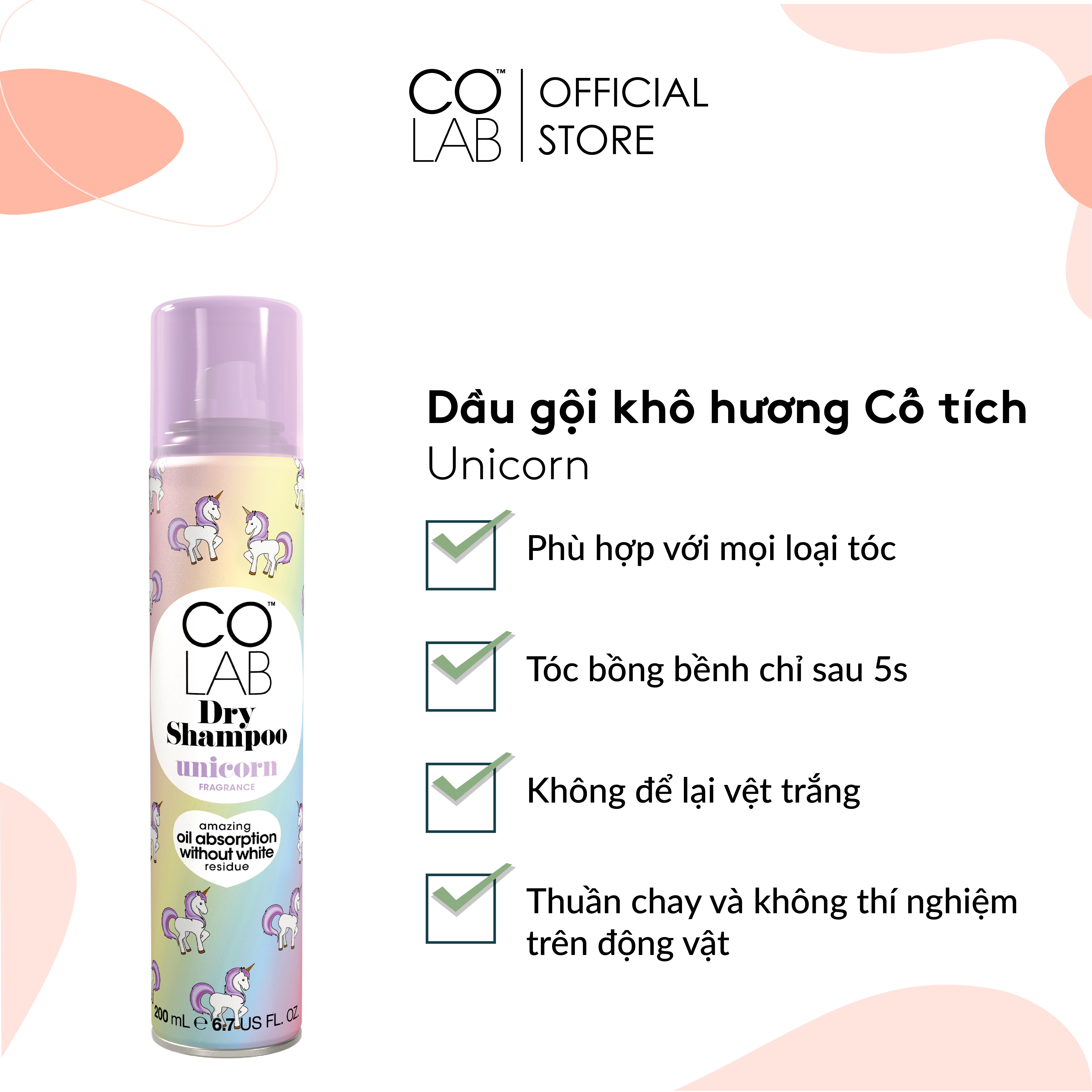 Dầu gội khô COLAB hương Unicorn 200ml