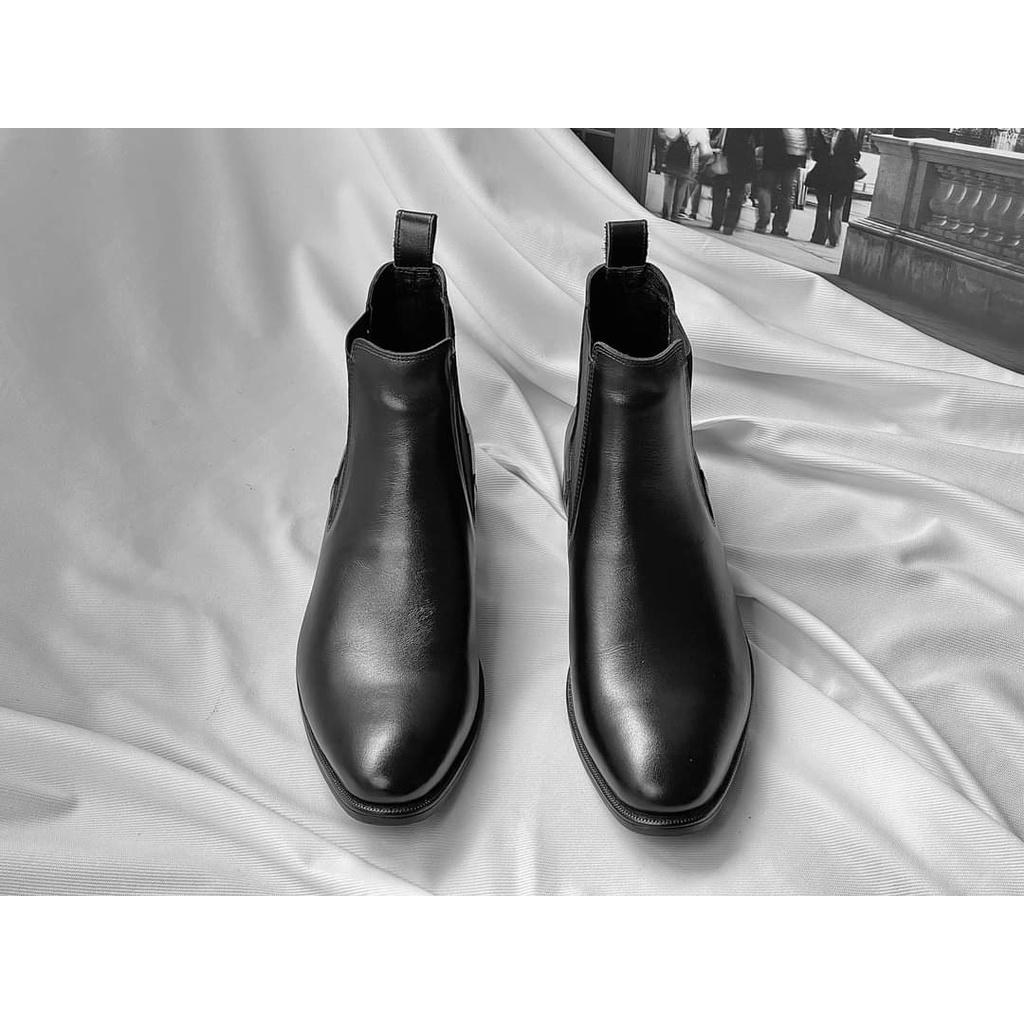 Giày nam boot da kiểu dáng cao cổ - chelsea boots đế cao su chun cô dãn cổ cao - bot nam cổ cao da trơn