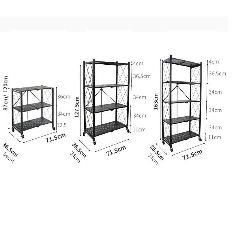 Kệ Đa Năng Nhà Bếp Gấp Gọn 3, 4 Tầng Thế Hệ Mới Chất Liệu Thép Sơn Tĩnh Điện Siêu Bền