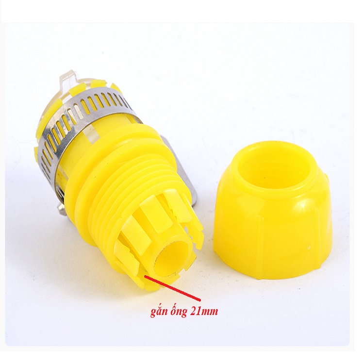 ĐẦU NỐI TẠI VÒI NƯỚC PHI 19-20 VÀ 21-25 nhựa tốt có khóa cổ dê kết nối với ỐNG 21mm – 858
