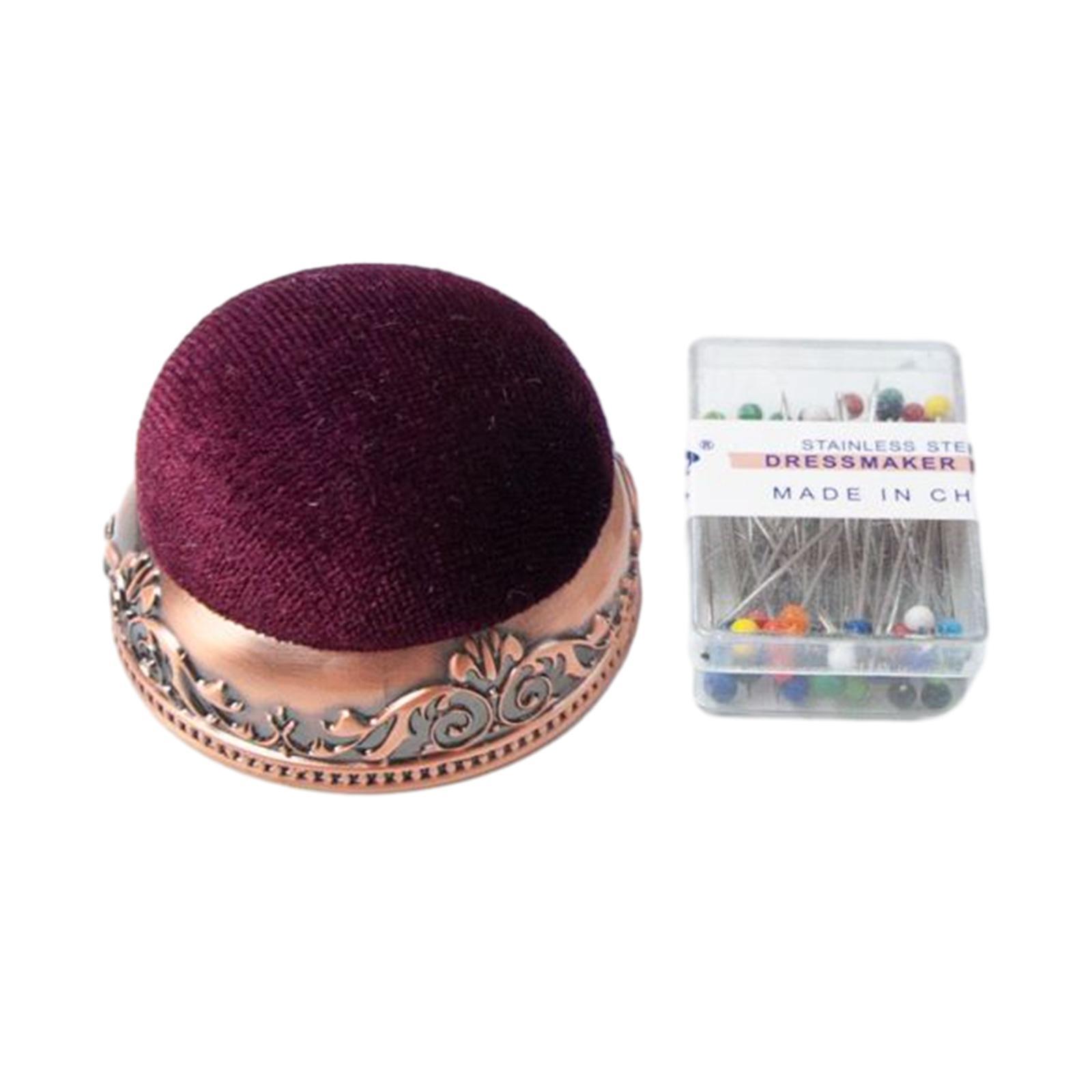 Needlework Pin Cushion Sewing Needlework Pin Cushion with Sewing Pins Sewing DIY Handcraft Tool Jewelry Round Pin Cushion Pillow Pin Cushion