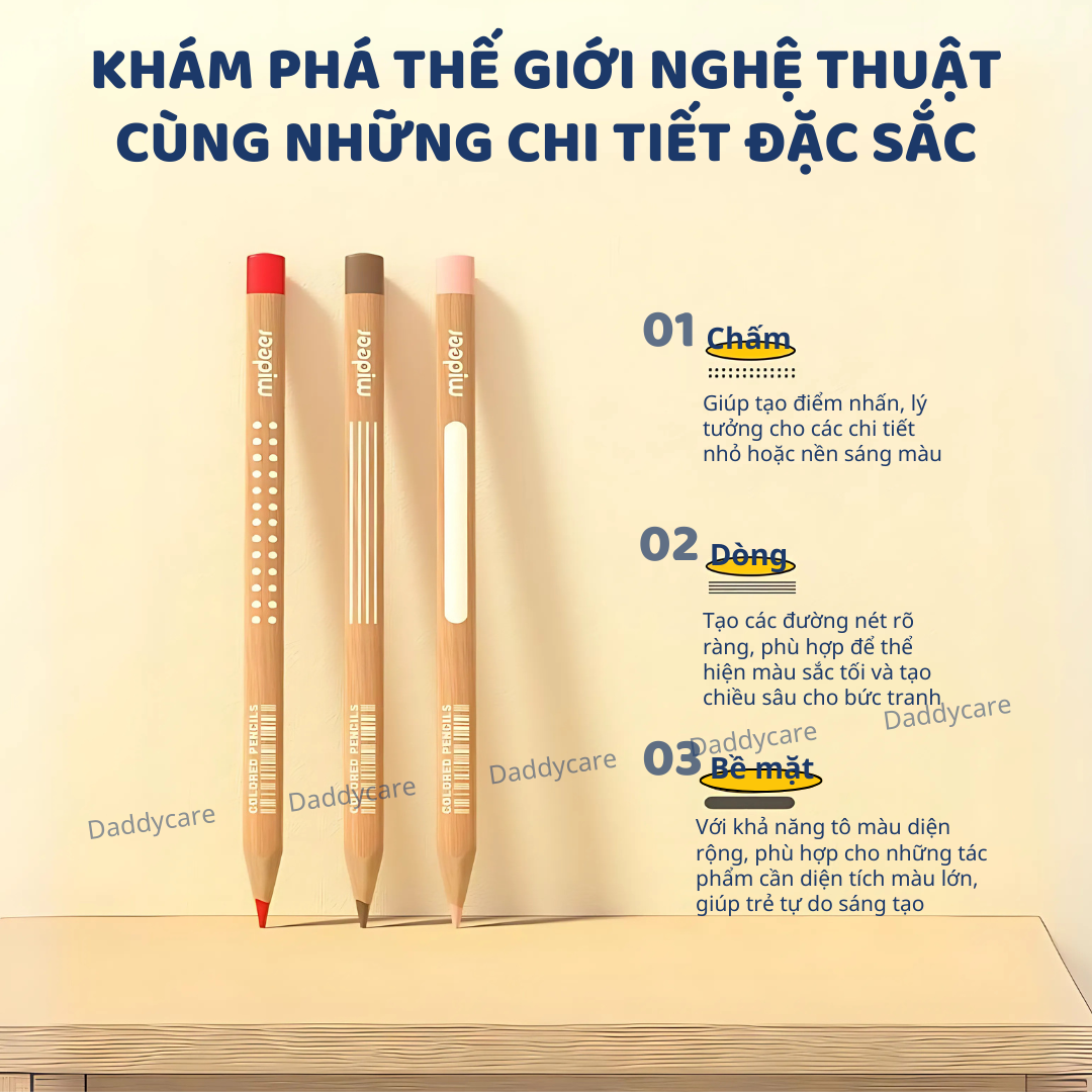 Bút chì màu vẽ tranh cao cấp mideer Vibrant Colored Pencil 24/36/48 màu,Chì vẽ chuyên nghiệp, thiết kế, phác họa cho bé