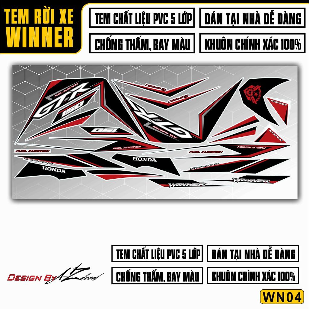 Tem Rời Dán Xe Winner V1 / 150 Mẫu GTR | WN04 | Decal Chế Xe Chất Liệu PVC Cao Cấp - Trắng Cam
