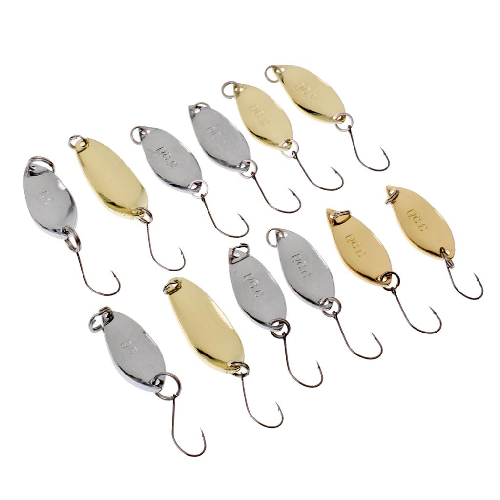 Lot 12 Carp Fishing Spinner 2.5/3.5/5g Hard Bait Spoon Hook Metal Bass Lure