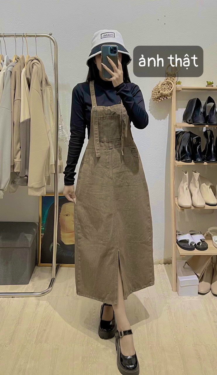 ĐẦM YẾM 2 DÂY MIDI SUÔNG TRƠN CỔ U XẺ TÀ (không kèm áo thun) DẠO PHỐ DỰ TIỆC GIÁNG SINH NOEL
