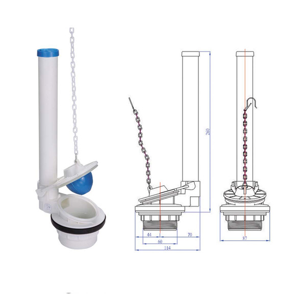 Bộ xả cấp phao - Van xả cóc bồn cầu 2 khối HKC-VX02