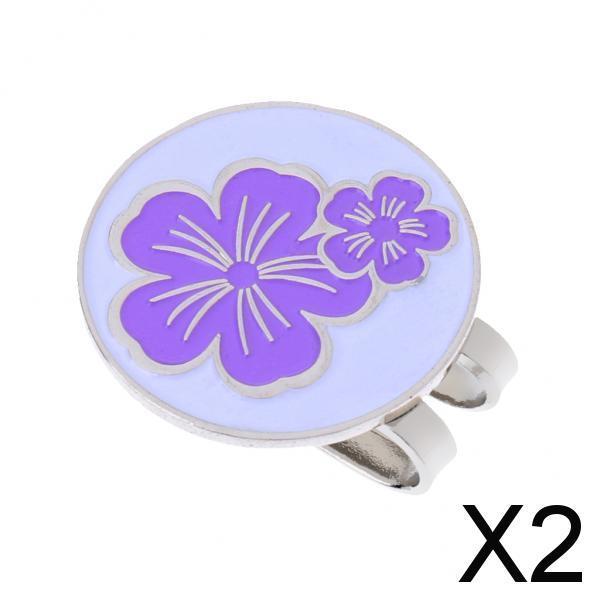 2xGolf Hat Clip with Detachable Magnetic Golf Ball Marker Cap Clip Purple