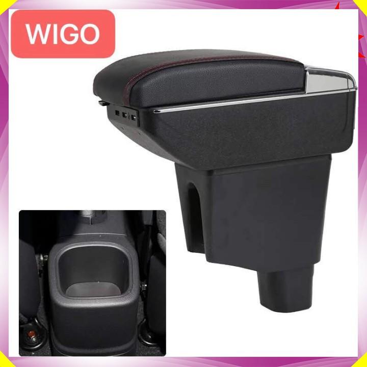 Hộp tỳ tay ô tô dành cho xe Toyota Wigo cao cấp tích hợp 7 cổng USB - Mã: DUSB-WO - 2 màu: Đen và Be