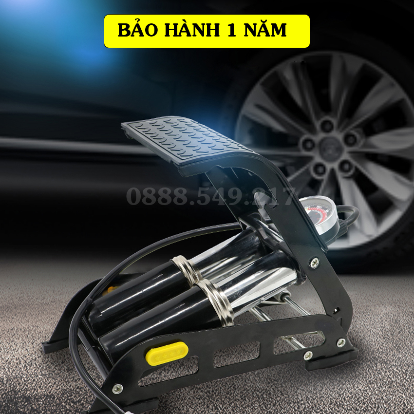 Bơm Hơi Đạp Chân Gấp Gọn 2 Pitton Cực Khỏe Dùng Được Cho nhiều loại xe ô tô, xe máy, xe đạp, bể bơi, bóng đá, đồ chơi - Loại Đồng Hồ Chính Xác