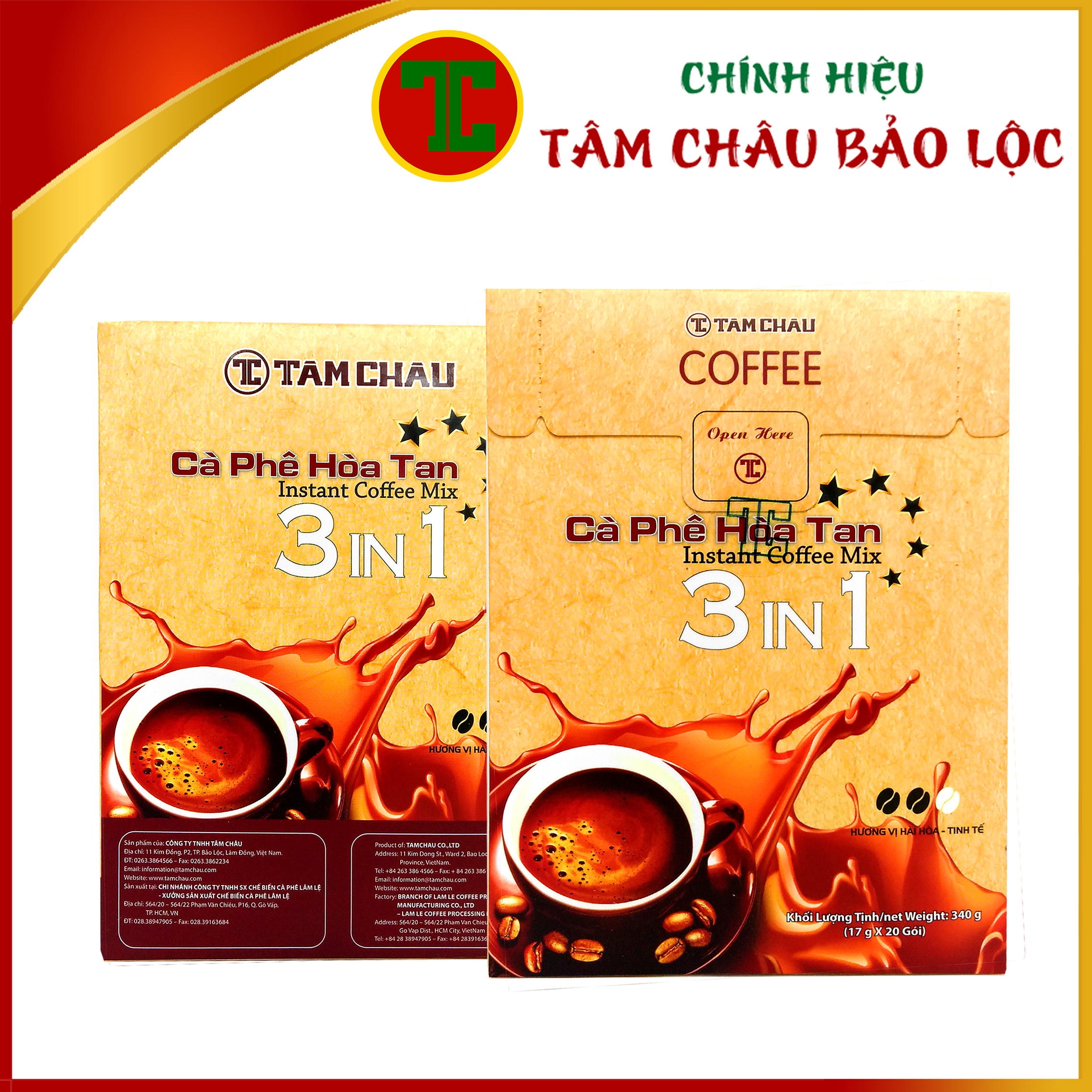 Coffee Hòa Tan 3in1 Tâm Châu 340Gr