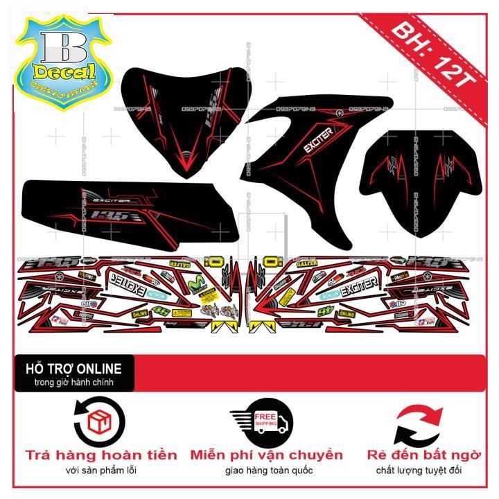 Tem rời dành cho EX 2011 CHỈ SỌC ĐỎ ĐEN NHÁM