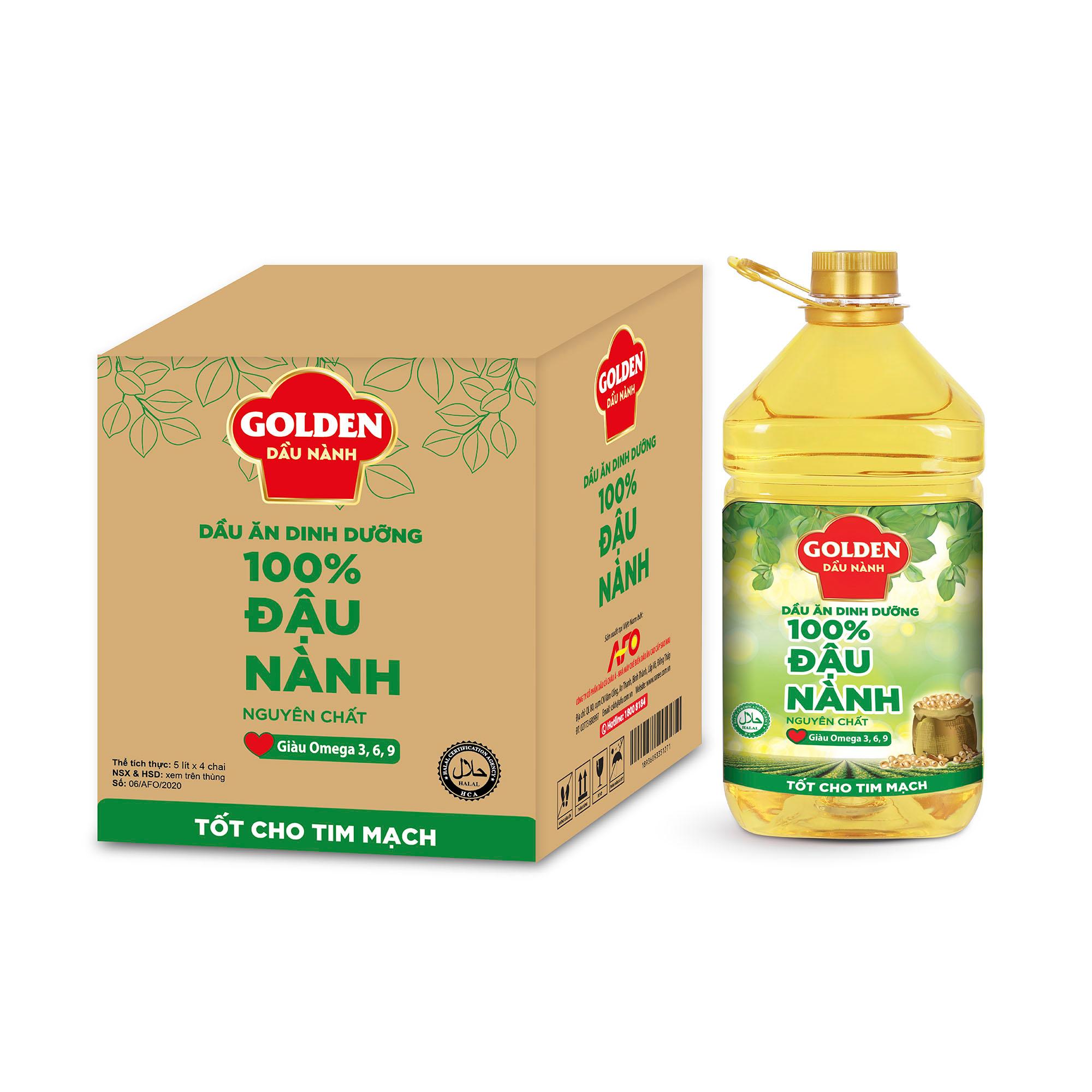 Thùng Dầu Đậu Nành cao cấp Golden 5 lít (5 lít/chai x 4 chai)