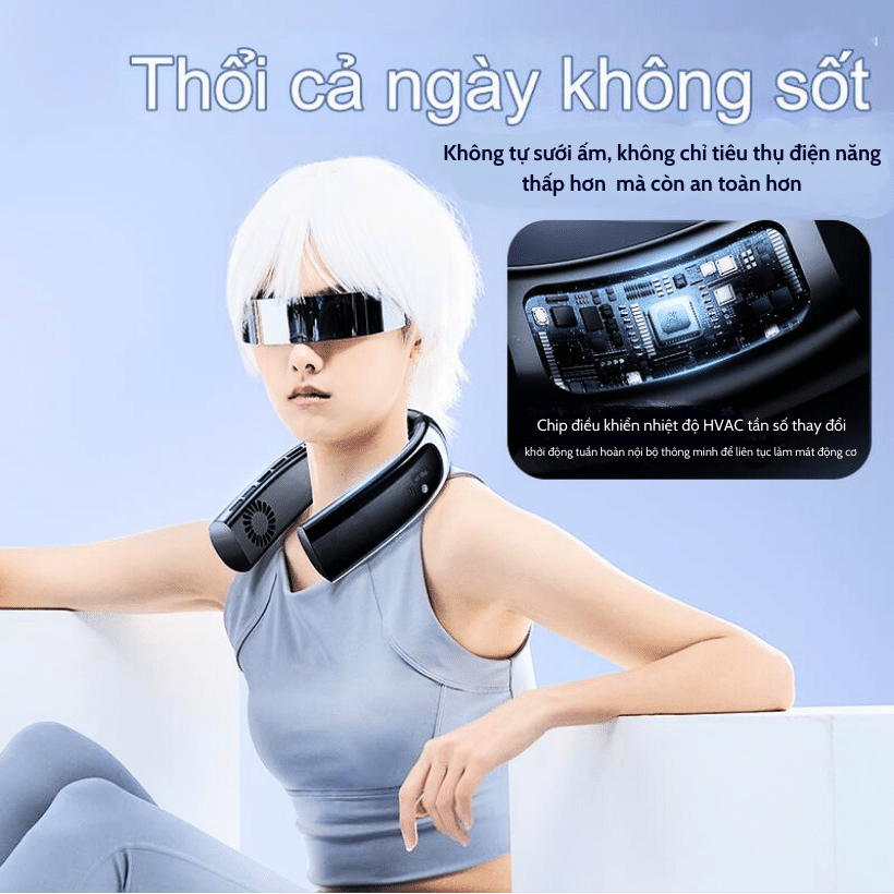 Quạt Đeo Cổ JOOU D08 10,000mAh, Làm mát lên đến 12 giờ, Công Nghệ Thông Minh Cảm Biến AI (Hàng chính hãng)