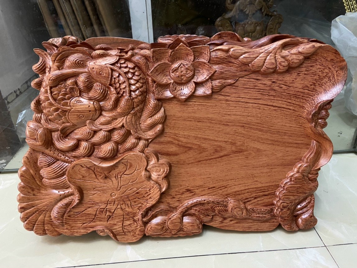Khay + ấm chén làm từ gỗ nguyên khối