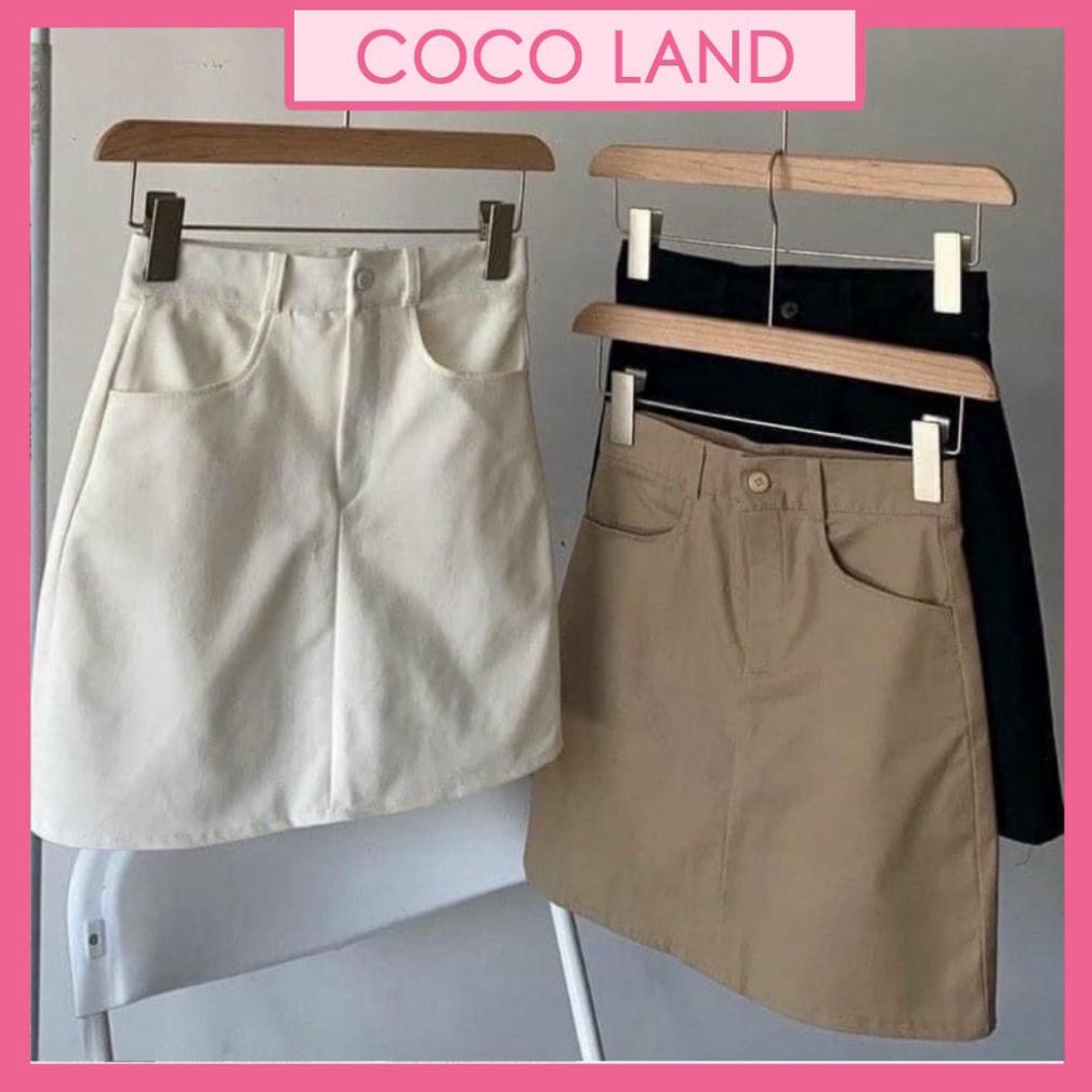 Chân váy ngắn kaki - chân váy a ngắn basic hàng mới ulzzang nữ tính, mầu đen, trắng, be, nâu tây, cocoland