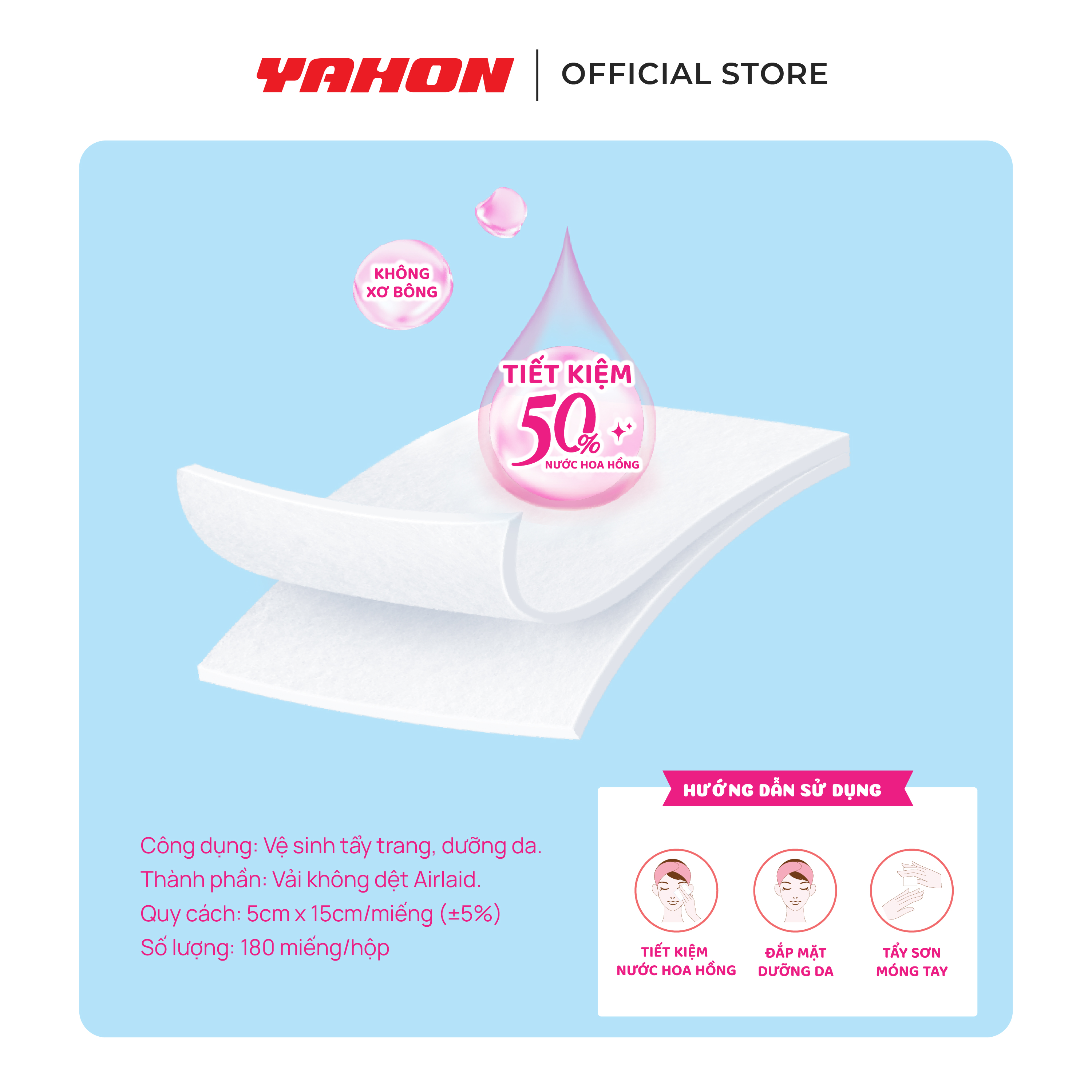 Combo Bông Đắp Toner Dưỡng Da PUFFME Airlaid, 180 Miếng/Hộp