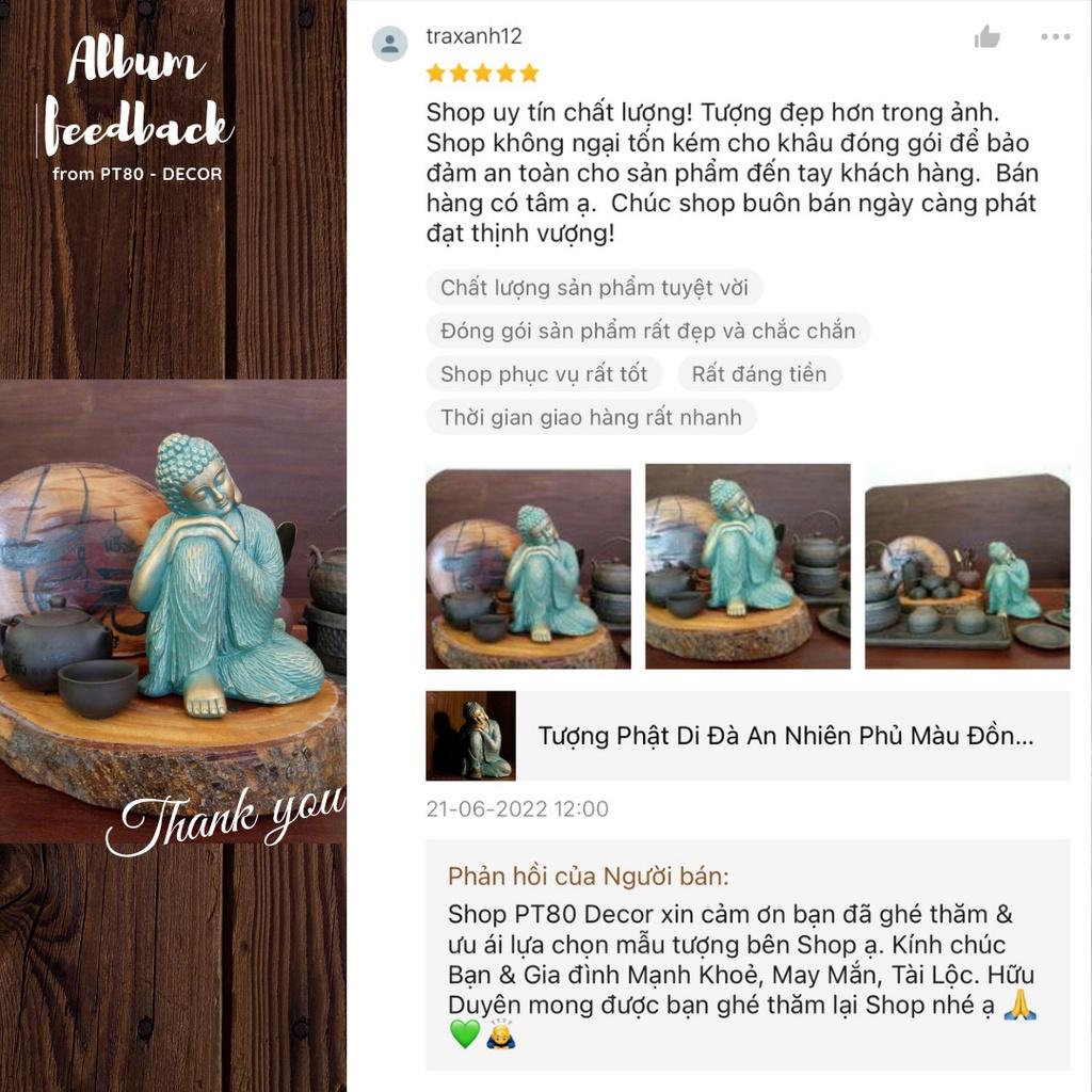 [FREESHIP] Tượng Phật An Nhiên PT80 màu đồng ánh xanh, thần thái sắc nét decor không gian phong thủy, sân vườn