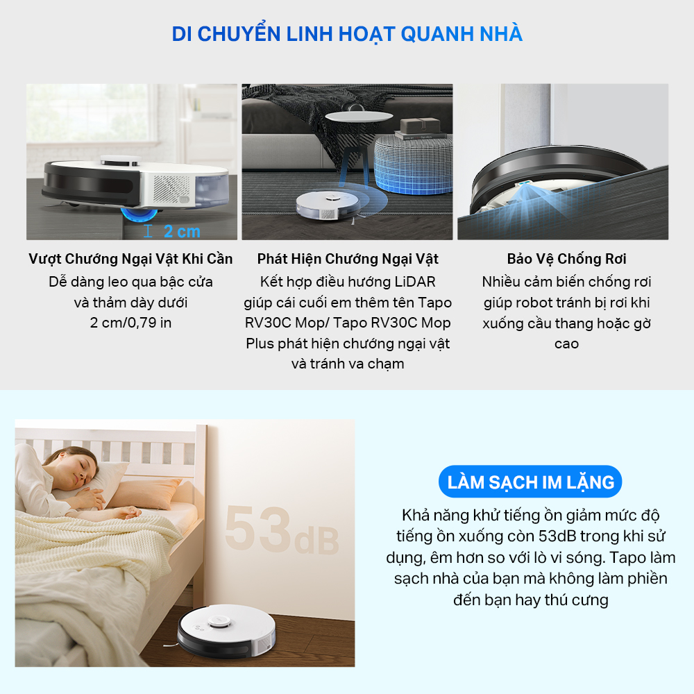 Robot Hút Bụi Và Lau Nhà TP-Link Tapo RV30C Mop / RV30C Mop Plus Điều Hướng LiDar & Gyro Công Suất 4200Pa - Hàng Chính Hãng