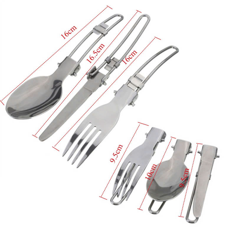 Bộ Muỗng Nĩa Dao Đa Năng Bằng Thép Không Gỉ Tiện Dụng Kèm Túi