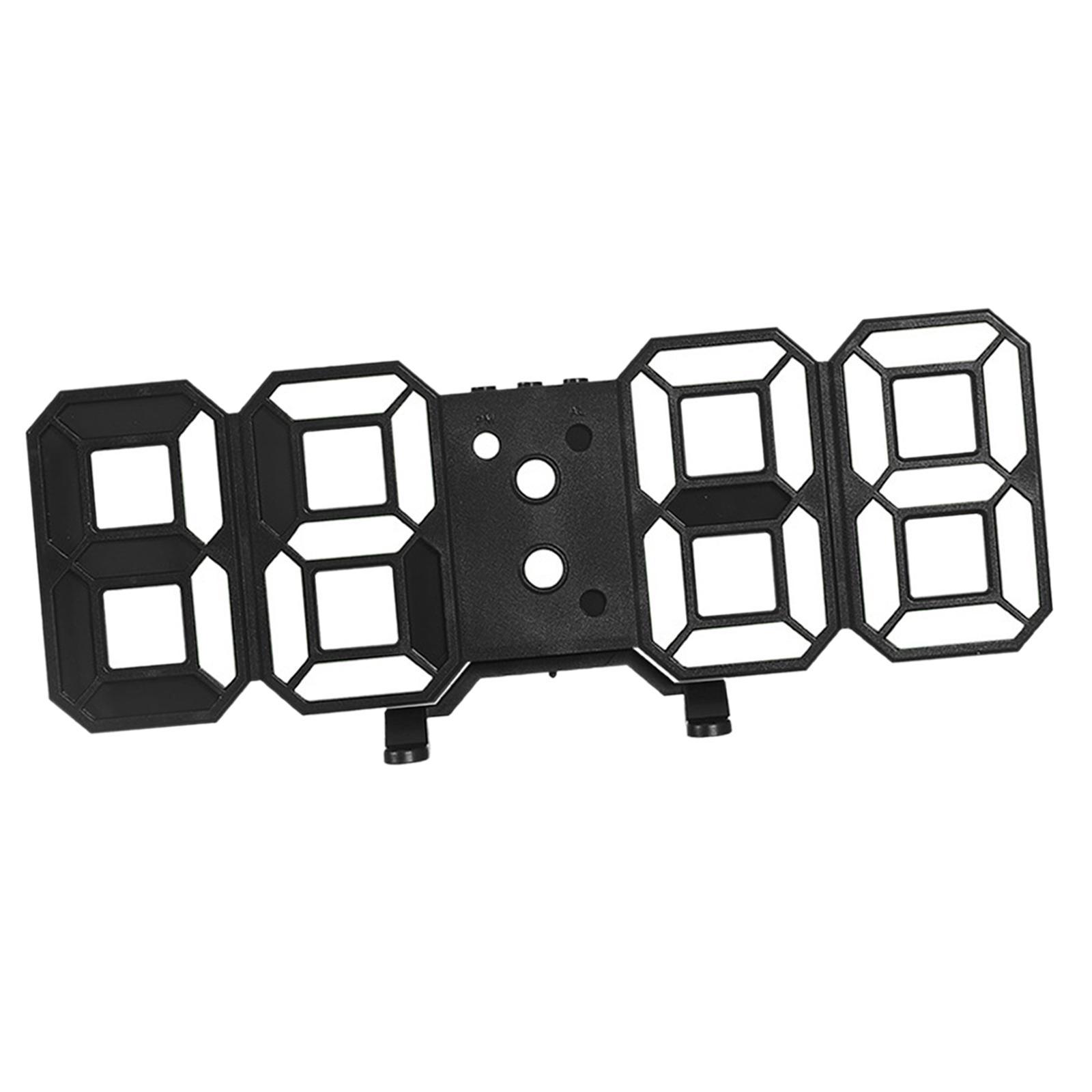 Digital 3D Digital Clock Date Time Electronic Clock for Seniors Office Bathroom