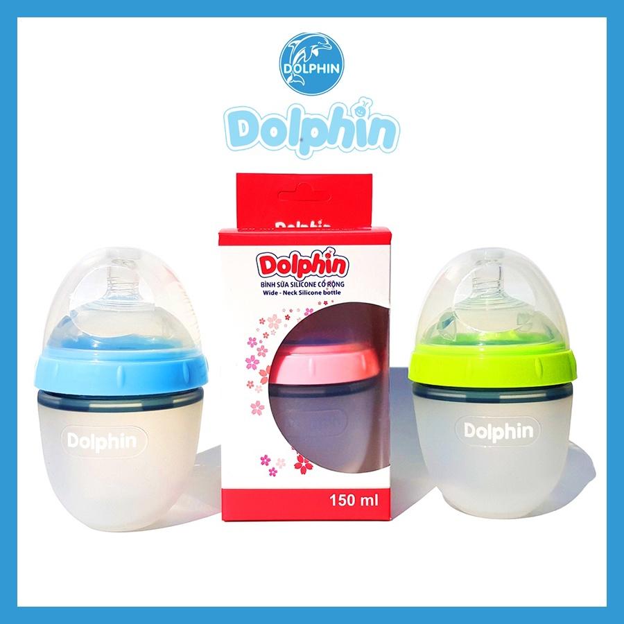 Bình sữa Silicone cao cấp Dolphin cổ rộng 150ml - DP049