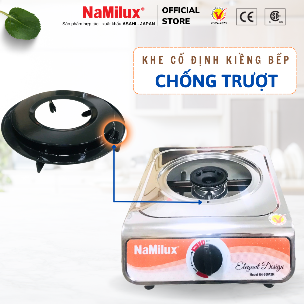 Bếp Gas Đơn NaMilux NH-260ASM - Bạc Inox - Hàng chính hãng