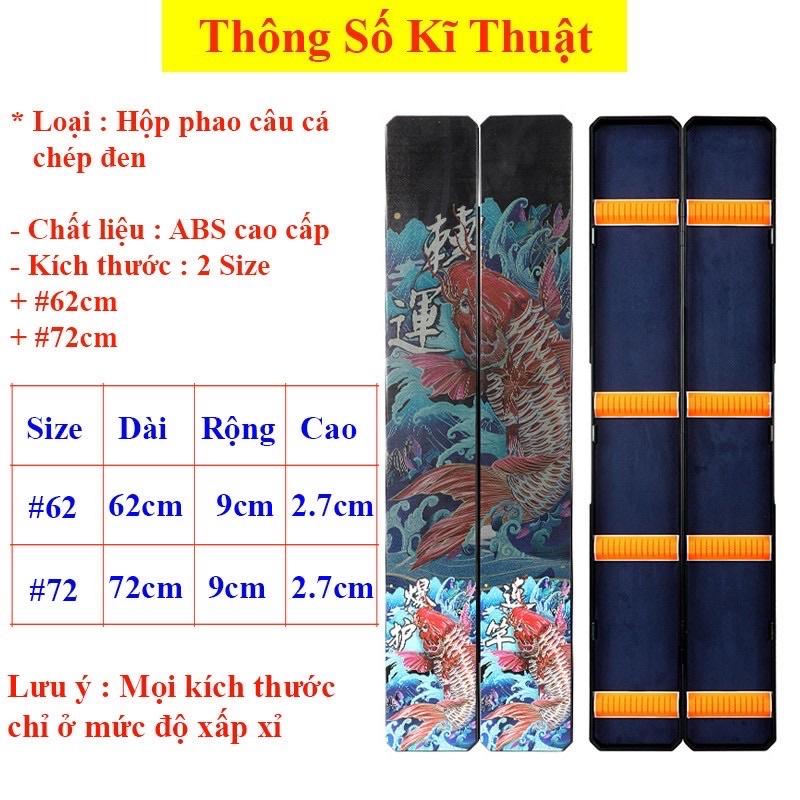 Hộp Đựng Phao Câu Đài hai lớp in họa tiết Trâu Đỏ , Chép Đen 62, 72cm Cao Cấp