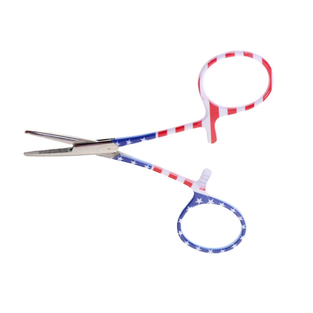 Bright Color Fly Fishing Locking Elbow Scissor Plier Hemostat Hook Remover