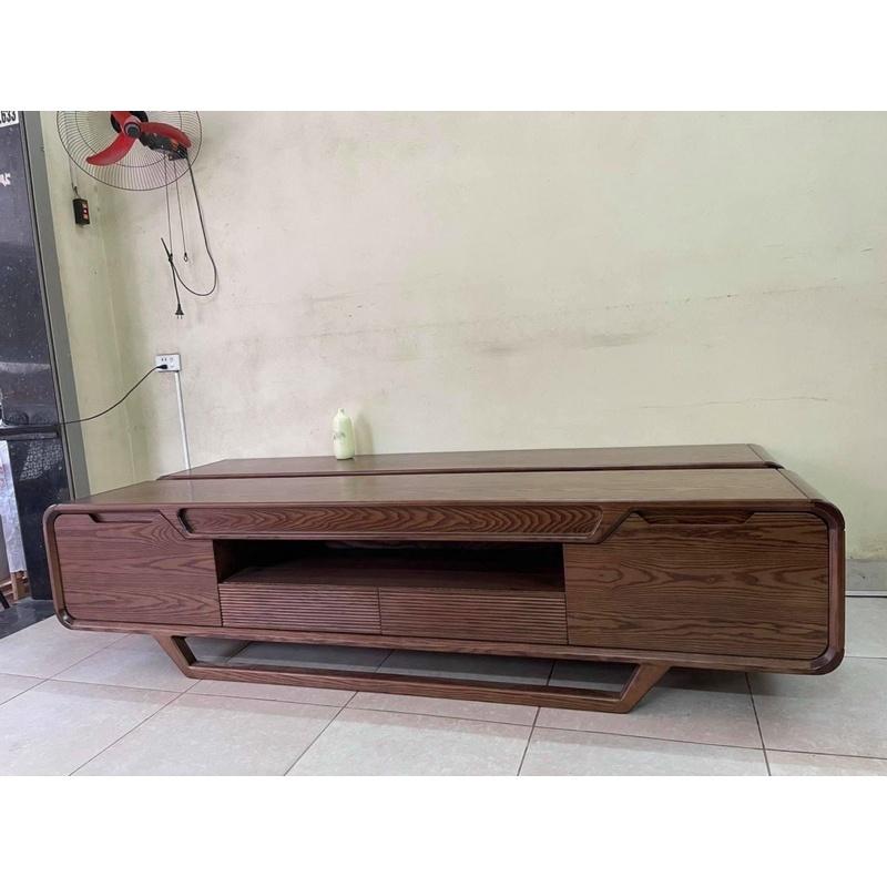 Kệ ti vi gỗ sồi hoa văn 2m2