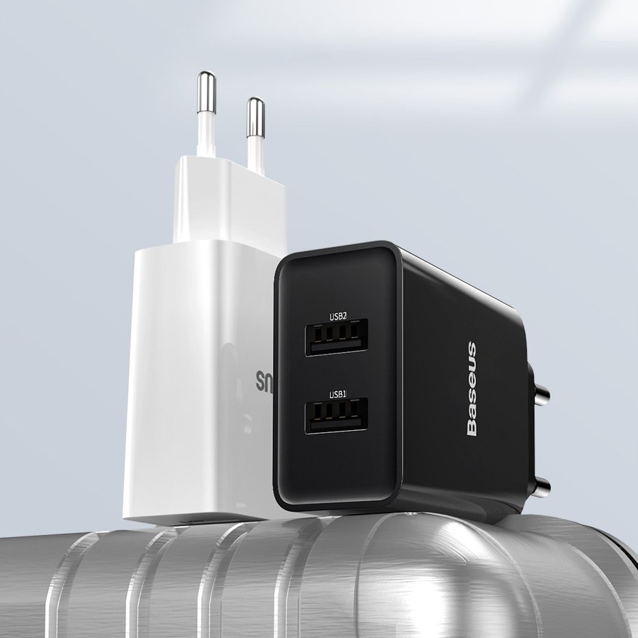 Dock sạc nhanh Baseus 10.5W vỏ nhựa PC cao cấp Dual USB an toàn tuyệt đối cho thiết bị sạc - Hàng chính hãng