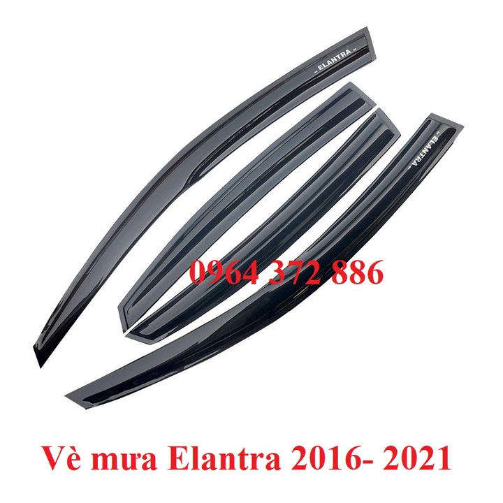 Vè che mưa xe Huyndai Elantra 2016 2017 2018 2019 2020 2021 2022 2023 - mẫu nhựa đen, Giá 1 bộ