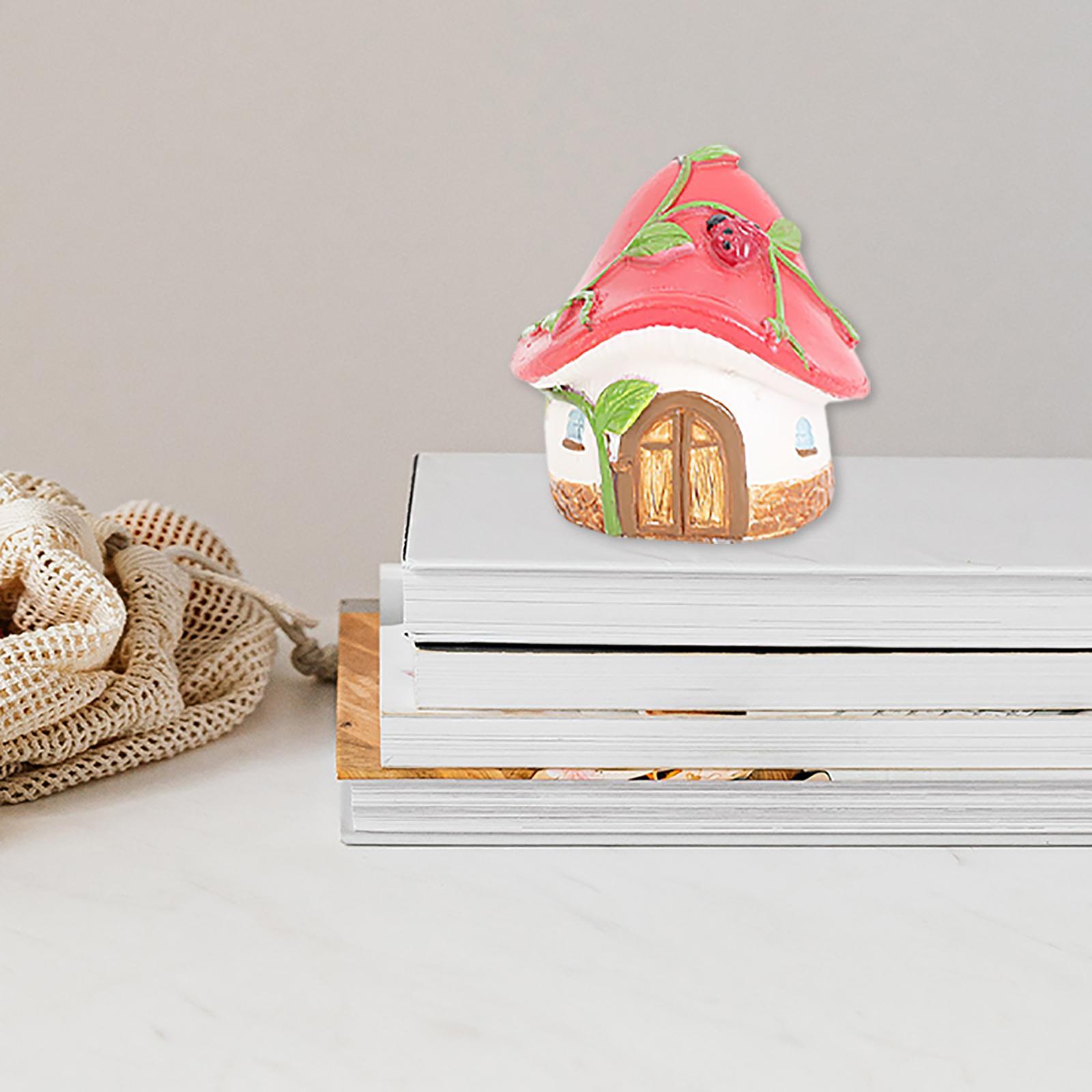 2Pcs Miniature Fairy Garden House Statue for Miniature Plant Pots Fairy