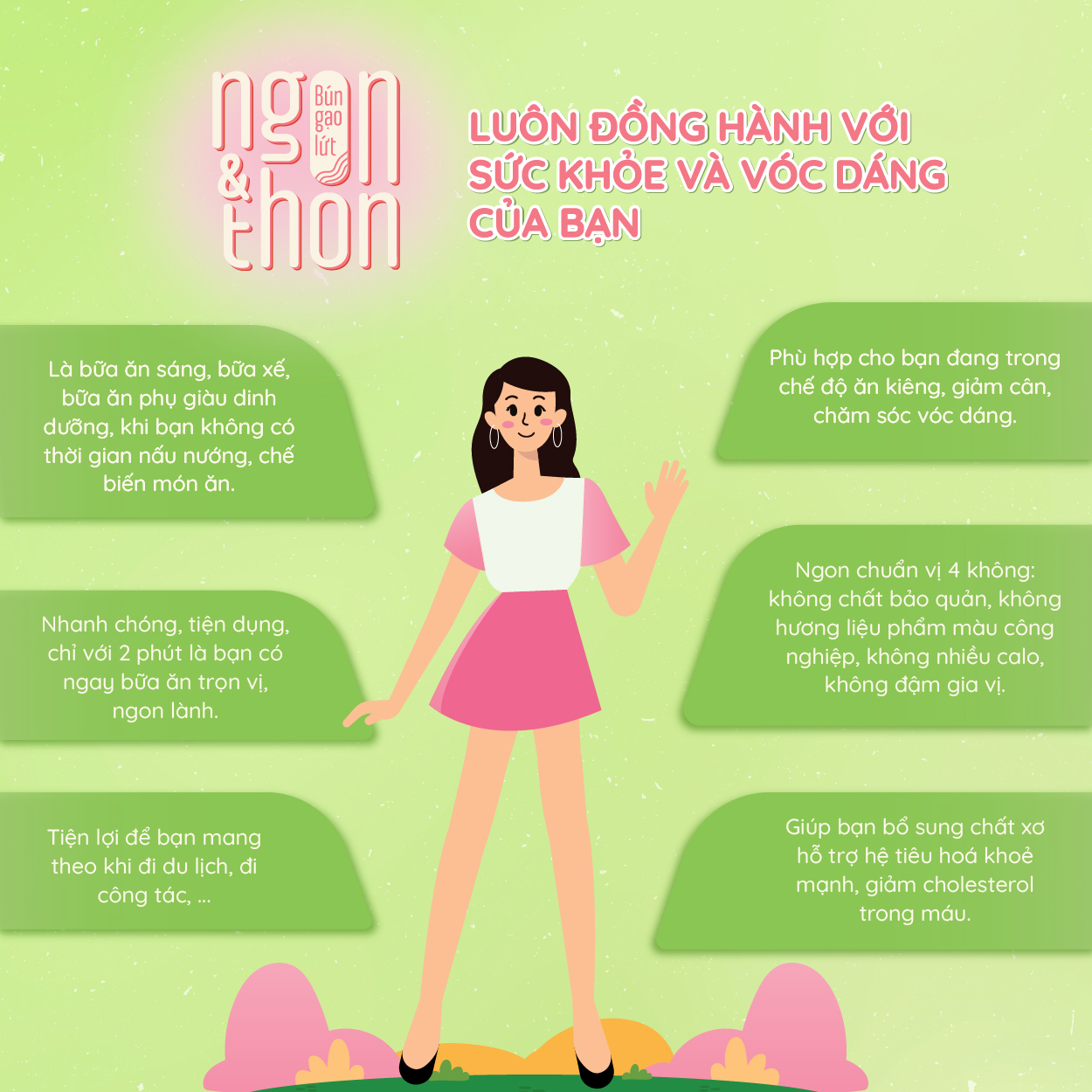 Thùng bún gạo lứt ăn liền NGON & THON - Vị tảo xoắn chua cay