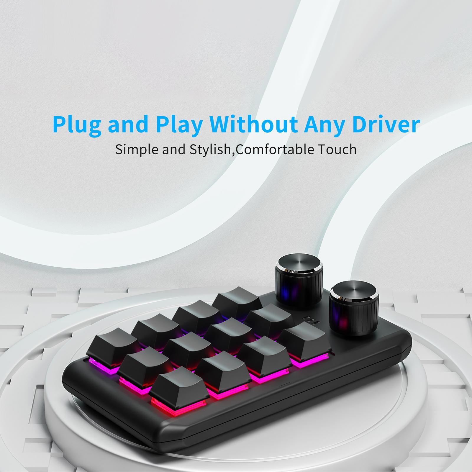 Mechanical Keyboard RGB Non Slip Program Keys 12 Key for Office