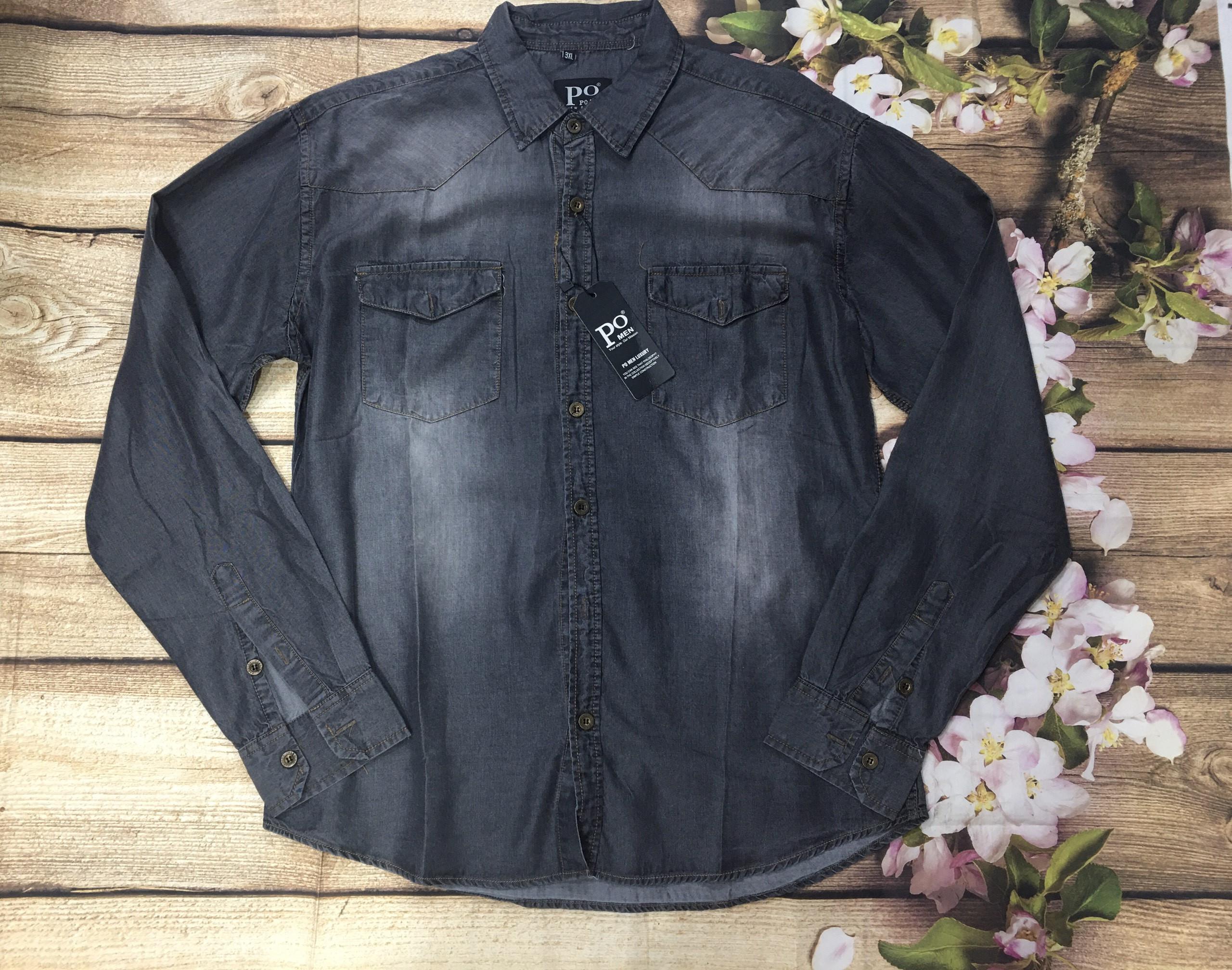 Áo sơ mi jean nam dài tay hàng QC mền mại , cotton tốt