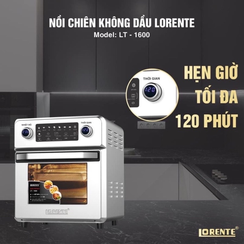 Nồi chiên không dầu cao cấp Lorente LT-1600 - Màn hình cảm ứng - Hàng Chính Hãng ( 16 lít )