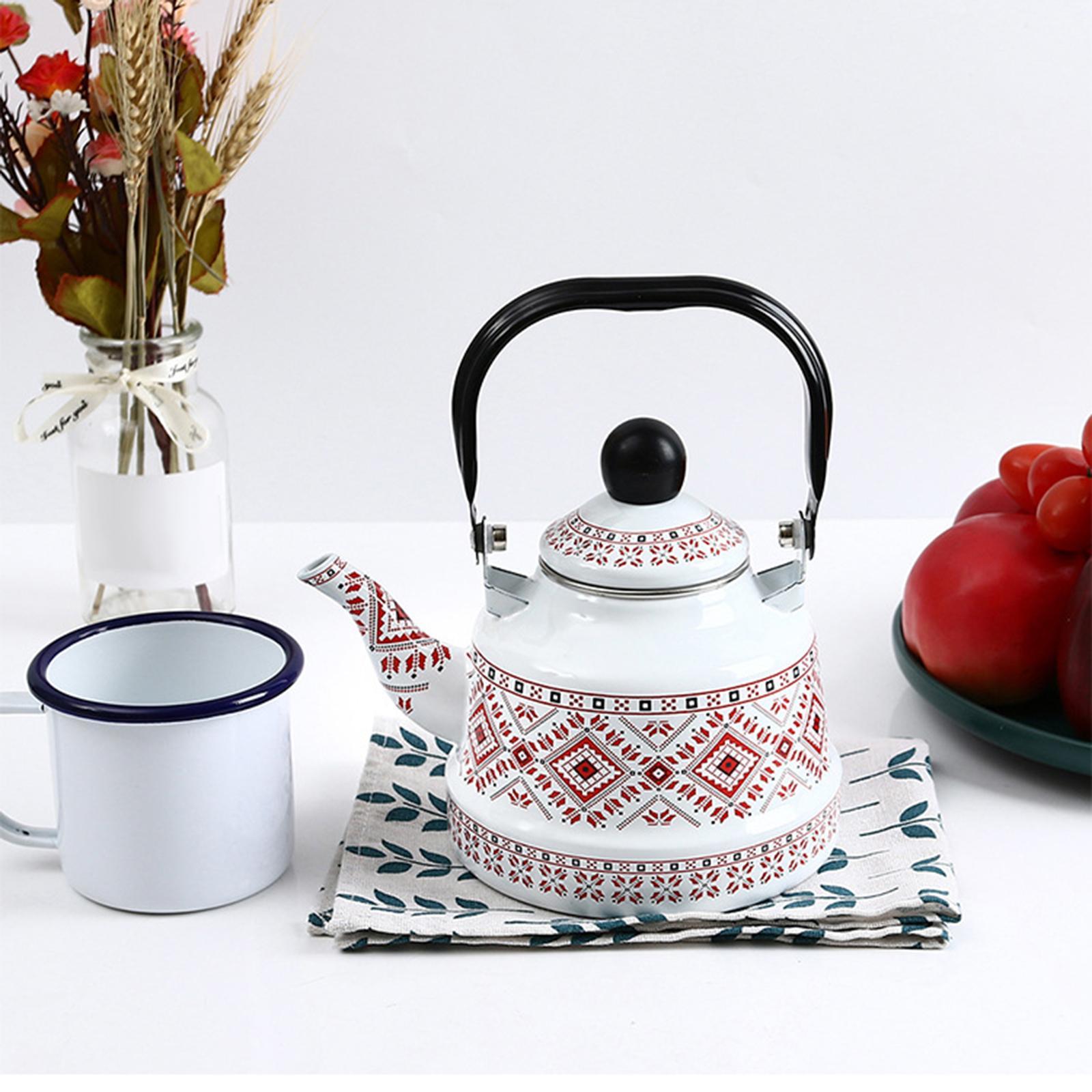 Enamel Tea Kettle Tableware Teapot Water Kettle for Kitchen Picnic Camping