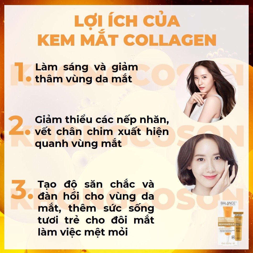 Kem Dưỡng Mắt Balance Giúp Giảm Thâm Và Tái Tạo Da Mắt Active Formula Gold Collagen Rejuvenating Eye 15ml + Tặng Kèm Bông Tẩy Trang 50 Miếng