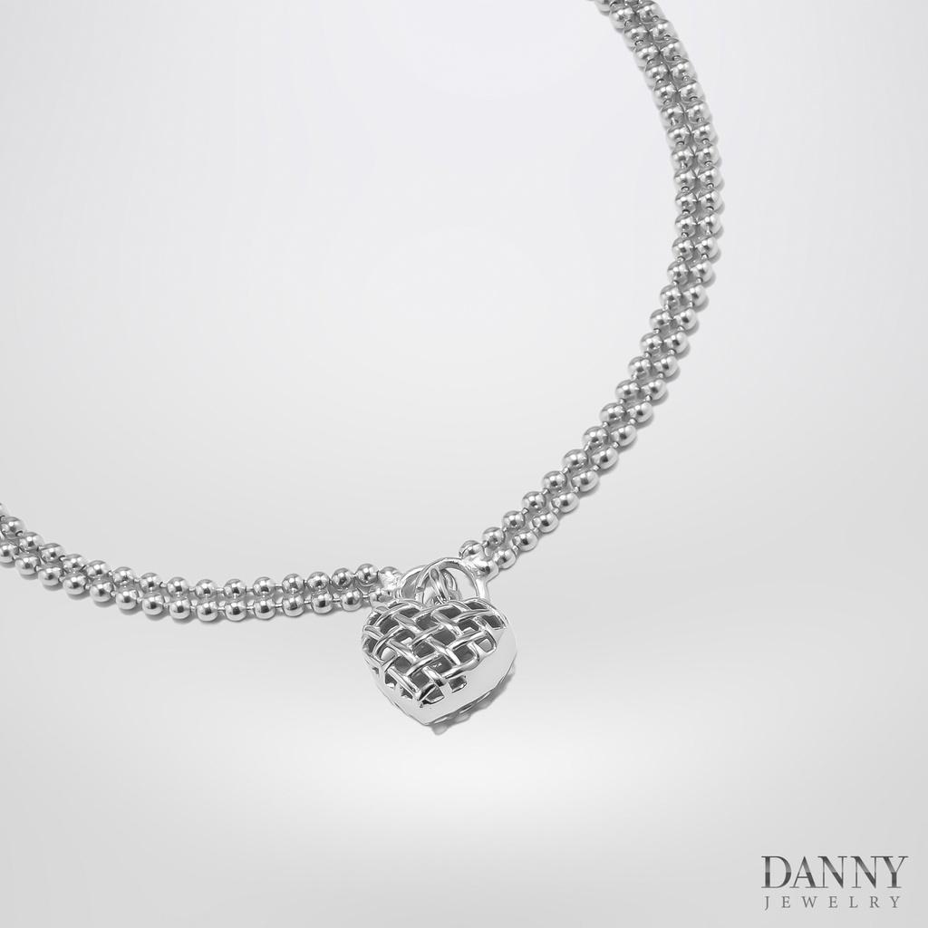 Lắc Tay Danny Jewelry Bạc 925 Xi Rhodium Dây Bi Hoạ Tiết Trái Tim LACY241