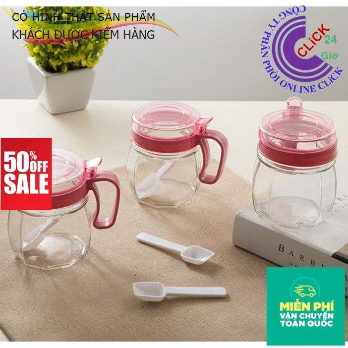 Bộ 5 Lọ/Hũ Đựng Gia Vị Thủy Tinh Có tay Cầm - Hàng Cao Cấp