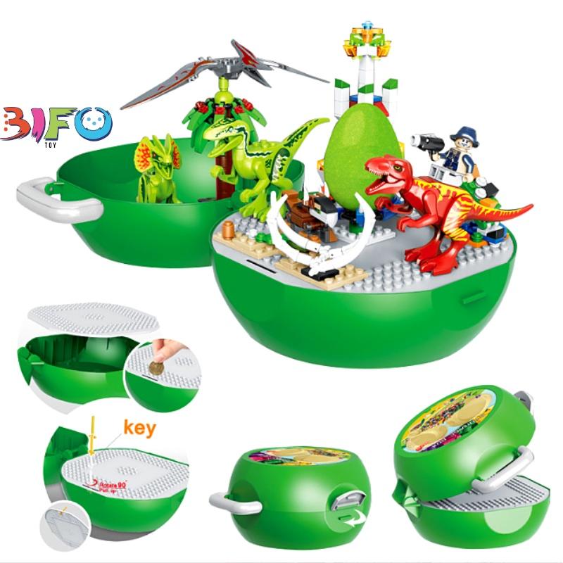 Hộp vali đồ chơi khủng long có quai xách hàng đẹp bộ đồ chơi lắp ráp lắp ghép mô hình khủng long 320pcs quà tặng bé trai