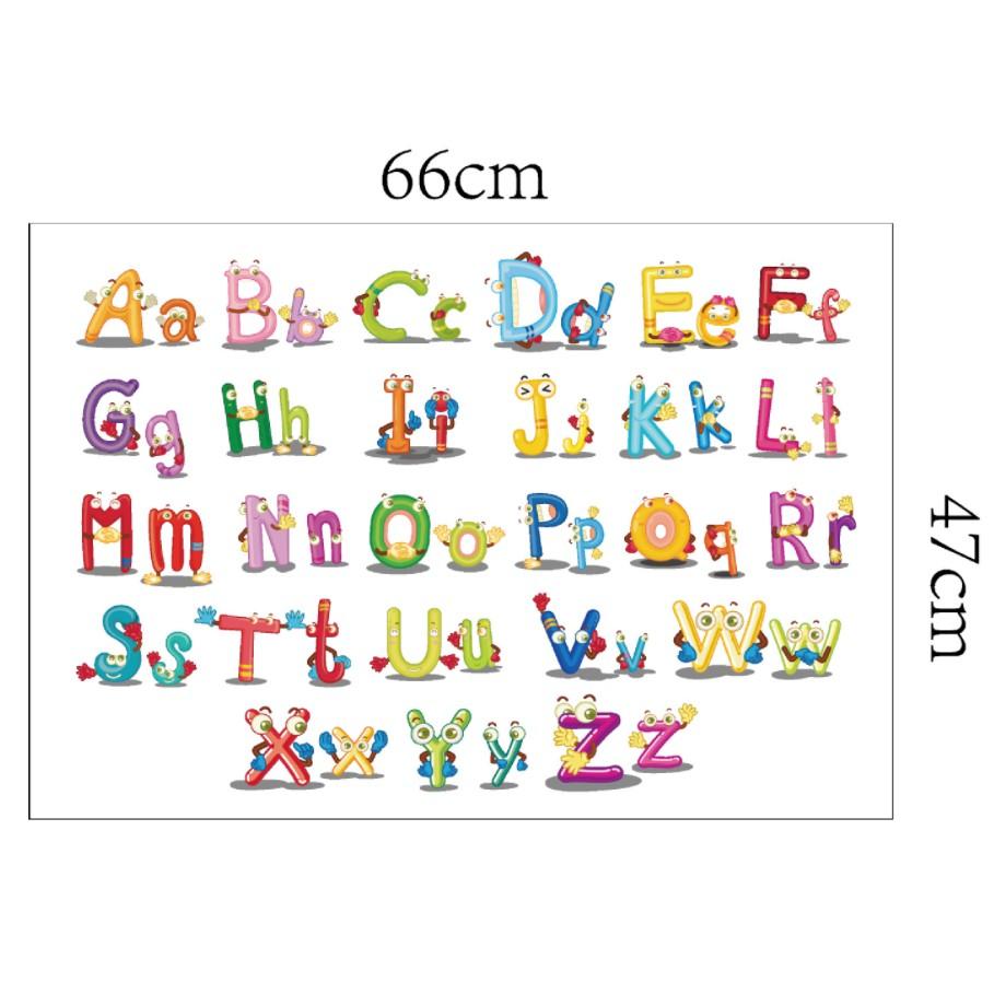 Decal trang trí tường - Bảng chữ cái sắc màu chữ đôi mẫu mới