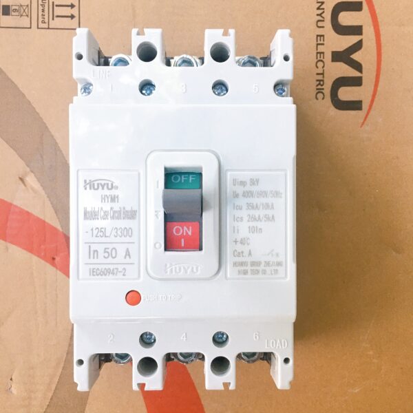 Áp tô mát khối HUyu HYM1-125L 3P 50A, 63A 26kA