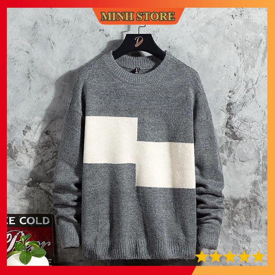 Áo len nam cổ tròn dài tay ô vuông, áo len nam cao cấp phong cách trẻ trung AL05 - MINHSTORE