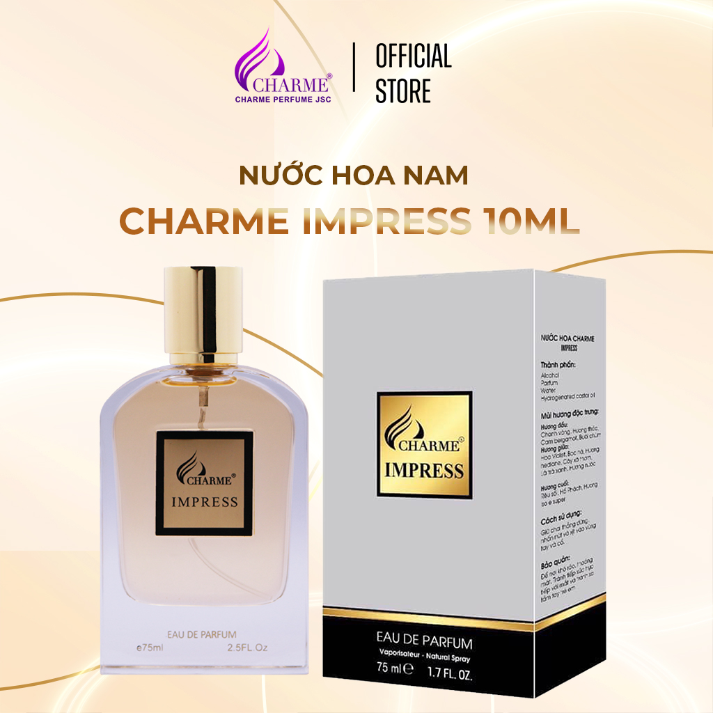 Nước hoa nam thơm lâu, Charme Impress, hương thơm quyến rũ, lôi cuốn, khơi gợi sự nam tính, lịch lãm, 75ml
