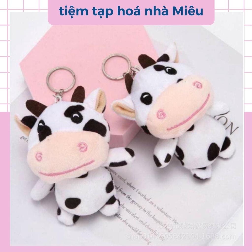 Móc khóa bò sữa treo ba lô, túi xách, điện thoại, móc cài balo gấu bông 11 cm - tiệm tạp hoá nhà Miêu