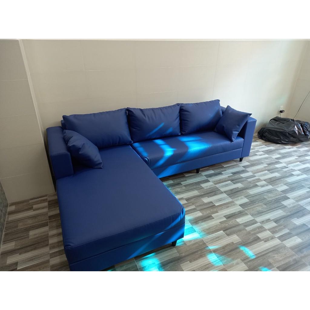 Sofa góc da xanh EB-01 Bình Long sofa 2m5 x 1m5