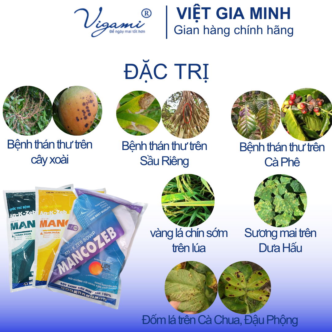 Thuốc trừ bệnh MANCOZEB , An-K-Zeb đặc trị nấm bệnh phổ rộng KLT: 1KG