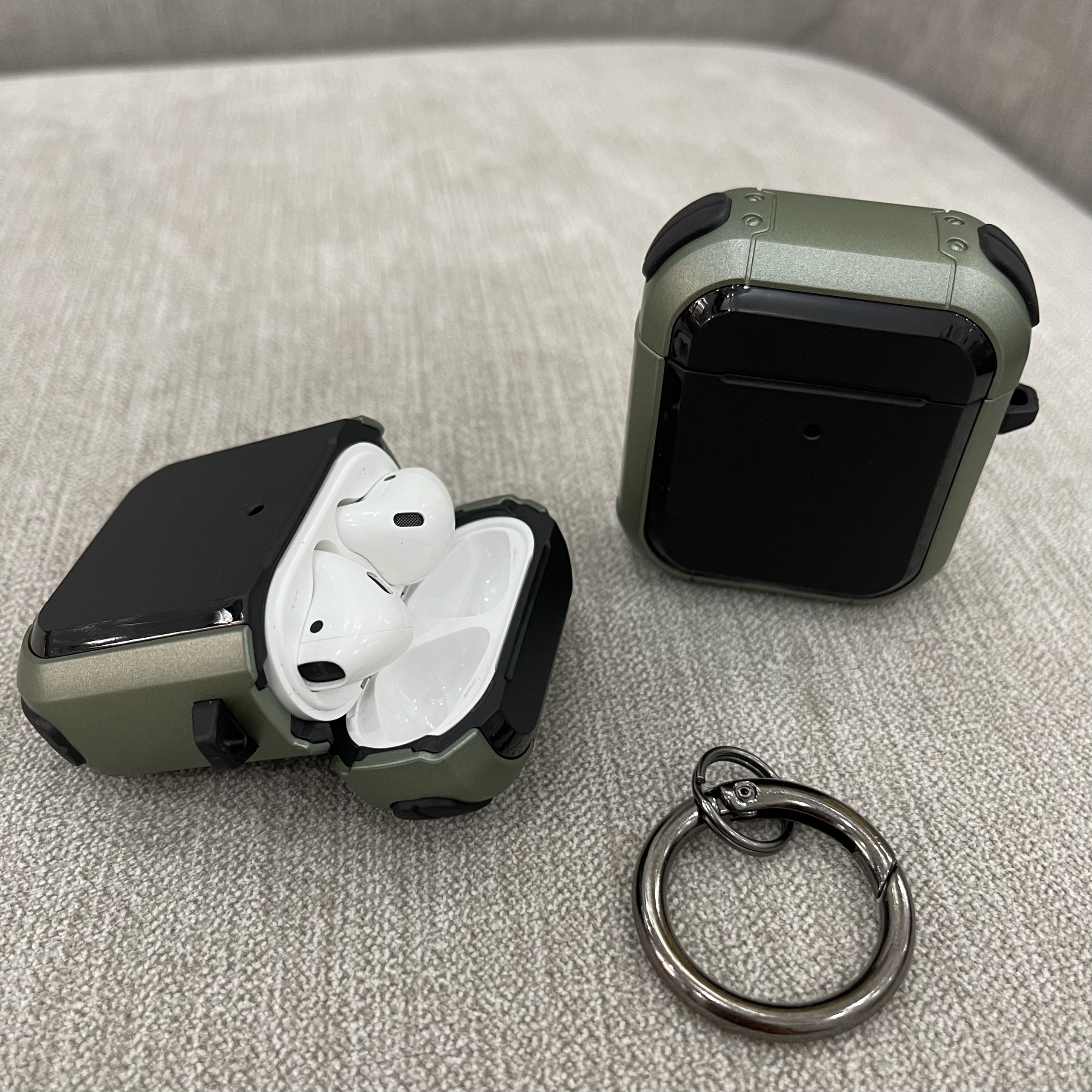 Case Chống Sốc 360 Độ Cho Airpods 1 / Airpods 2 - Màu Đen Viền Xanh Rêu